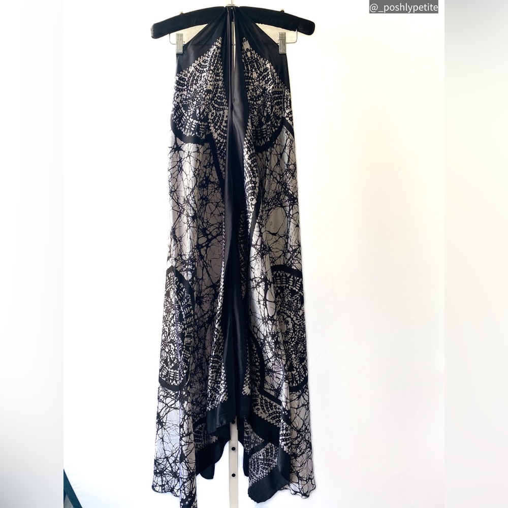Handkerchief scarf high low paisley maxi dress